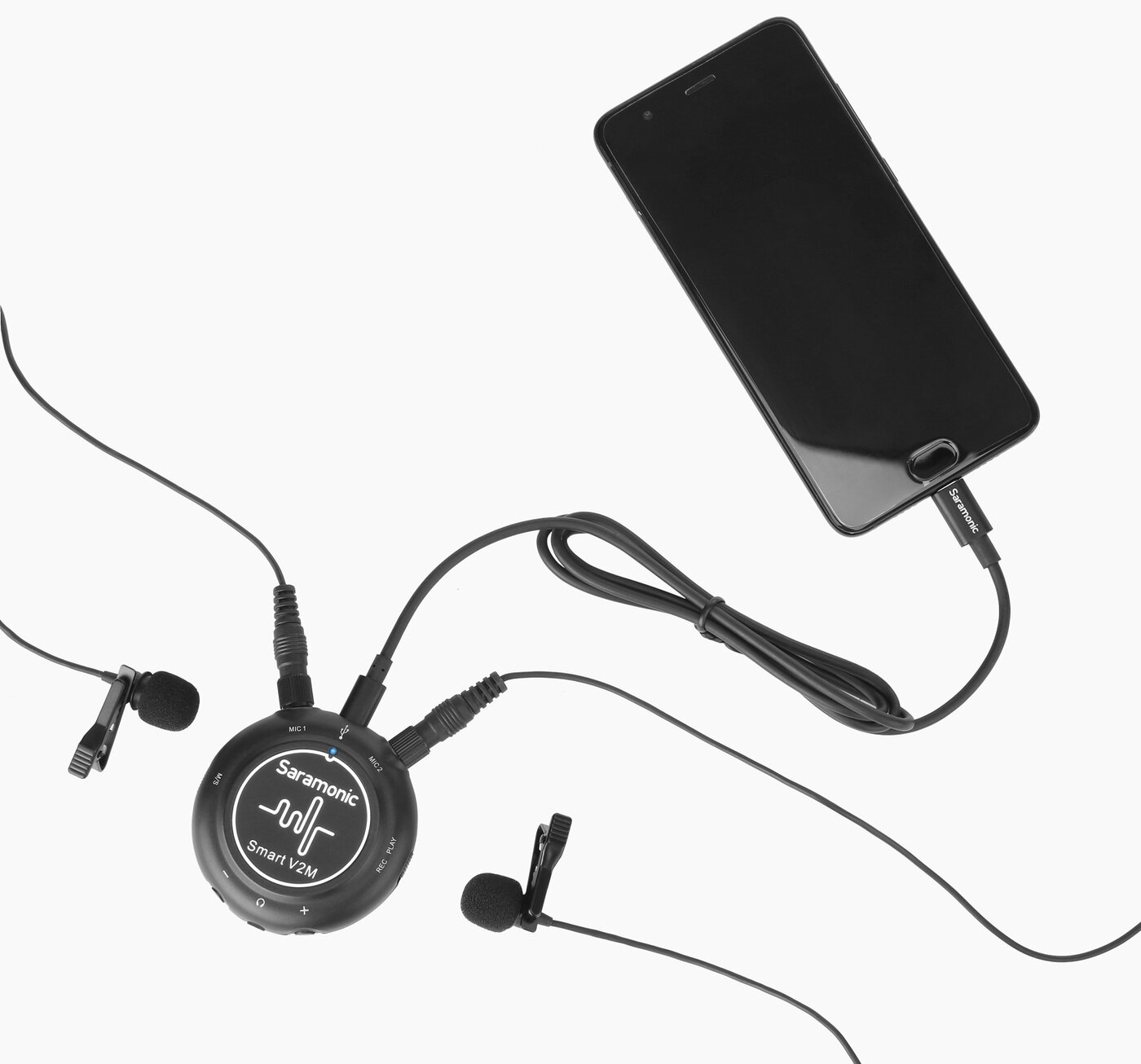Saramonic Smart V2M Двухканальный аудиомикшер 3.5мм для устройств Android, iOS и компьютеров с двумя входами на 3.5мм и кабелем Type-C