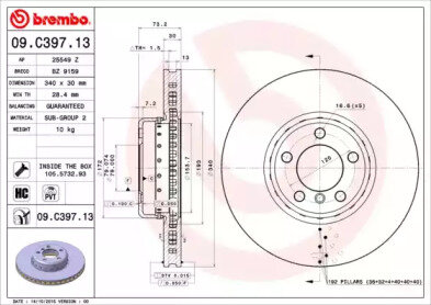 Тормозной диск Brembo 09C39713