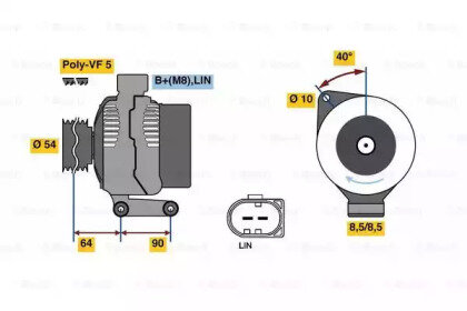 Генератор 14v, 180a Bosch 0986048400