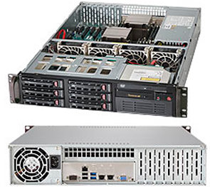 Серверная платформа 2U Supermicro SYS-6028R-T (2x2011v3, C612, 16xDDR4, 6x3.5quot; HS,3 PCI-E 3.0 x16, 3 PCI-E 3.0 x8 LP slots, 2GE, 650W,Rail)