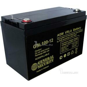 Аккумулятор General Security GSL 100-12 (12В, 100Ач / 12V, 100Ah / вывод М8)