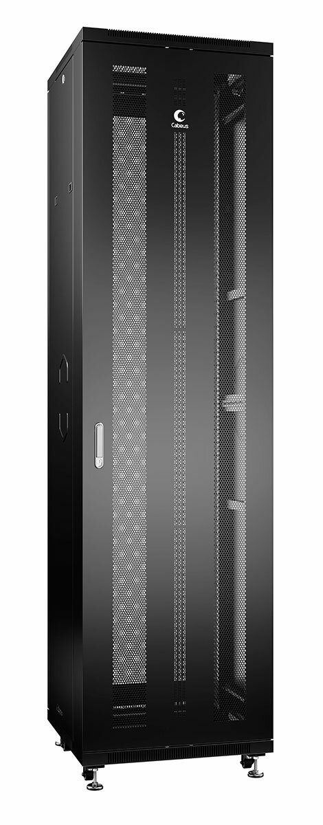 Cabeus ND-05C-47U60/60-BK Шкаф телекоммуникационный 19quot; напольный 47U 600x600x2277mm (ШхГхВ), передняя дверь с перфорацией 35%, задняя дверь с перфорацией 65%, ручка с замком, цвет черный (RAL 9004), поставляется в разобранном виде