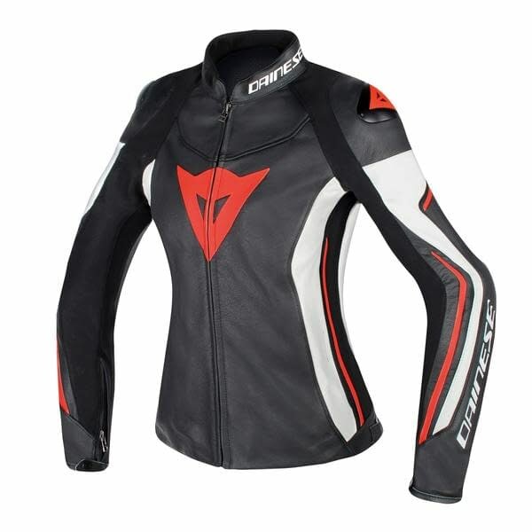 Женская Мотокуртка Dainese Assen Кожаная n32 black/white/red-fluo 44