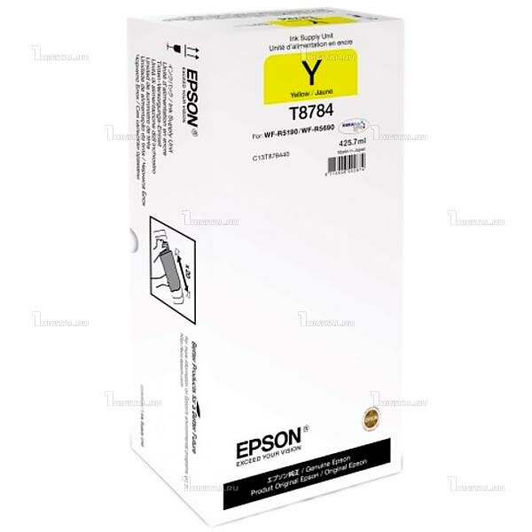 Картридж Epson C13T878440 (T8784) желтый повышенной емкости XXL для WorkForce Pro WF-R5190DTW/WF-R5690DTWF