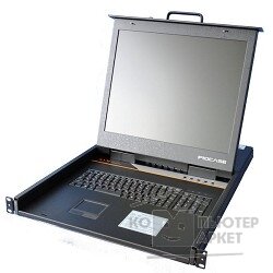 Procase E1908 Консоль однорельсовая , КВМ 8 порт, LCD 19, single rail console KVM 8 port, LCD D-Sub, USB, разрешение 1280 1024, 8 кабелей