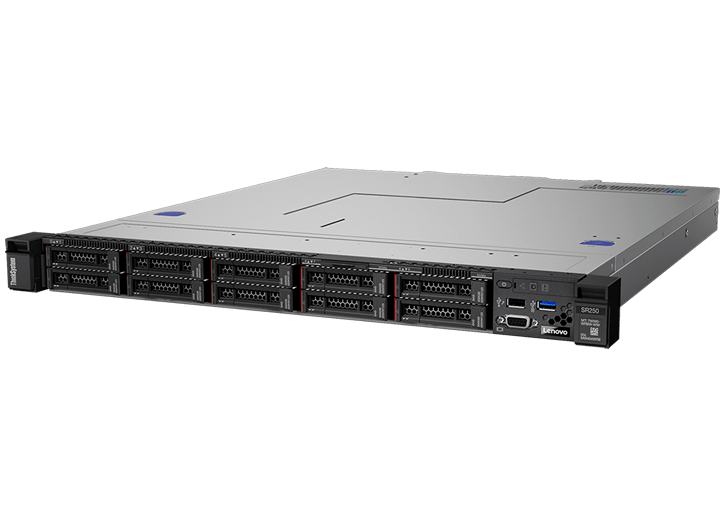 Сервер Lenovo TCH ThinkSystem SR250 Rack 1U, 1xIntel Xeon E-2124 4C (3.3GHz/71W), 16GB/2Rx8/2666MHz/1.2V UDIMM, 2x2TB 3,5quot; HDD (upto 4), SW RD, noDVD, 2xGbE, 1x300W, 1xp/c, XCC Standrt (7Y51A02YEA)