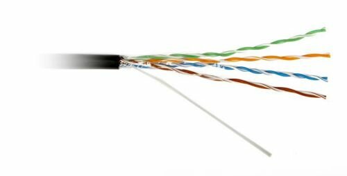 Кабель витая пара UTP 5e кат. 4 пары Hyperline UUTP4-C5E-S22-OUT-PE-BK-1000 (1000м) (22 AWG), одножильный (solid), внешний, PE, -40°C – +60°C, черный