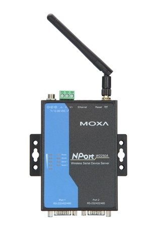 Сервер MOXA NPort W2250A-T 2 Port Wireless Device Server, 3-in-1, 802.11 a/b/g WLAN, 12-48 VDC