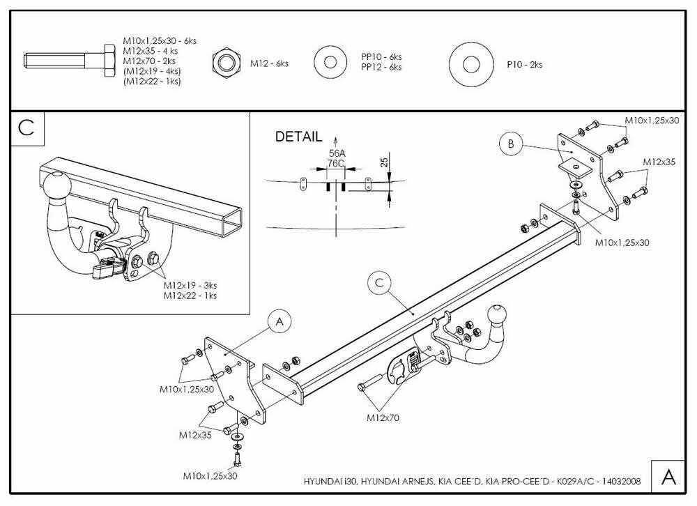 фаркоп оцинкованный hyundai i30 хетчбек fd 2007-2010, kia ceed хетчбек 2006-2012, в т.ч. kia pro-ceed твердое крепление (без электрики) galia.k029a