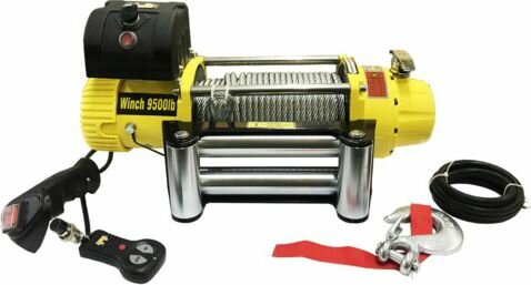 Лебёдка электрическая 12V Electric Winch 4x4 9500 lbs 4300 кг (Стальной трос) Желтая