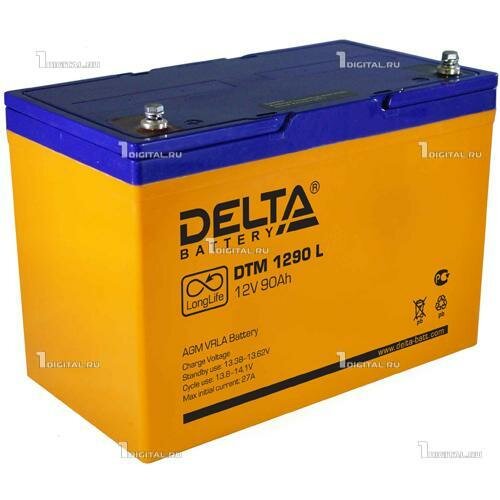 Аккумулятор DELTA DTM-1290L (12В, 90Ач / 12V, 90Ah / вывод под болт M6) (UPS серия)