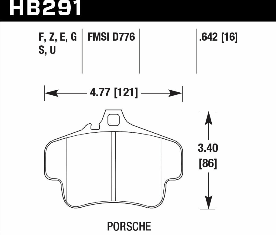 Колодки тормозные HB291F.642 HAWK HPS PORSCHE 911 (996) (997); Boxster (981)