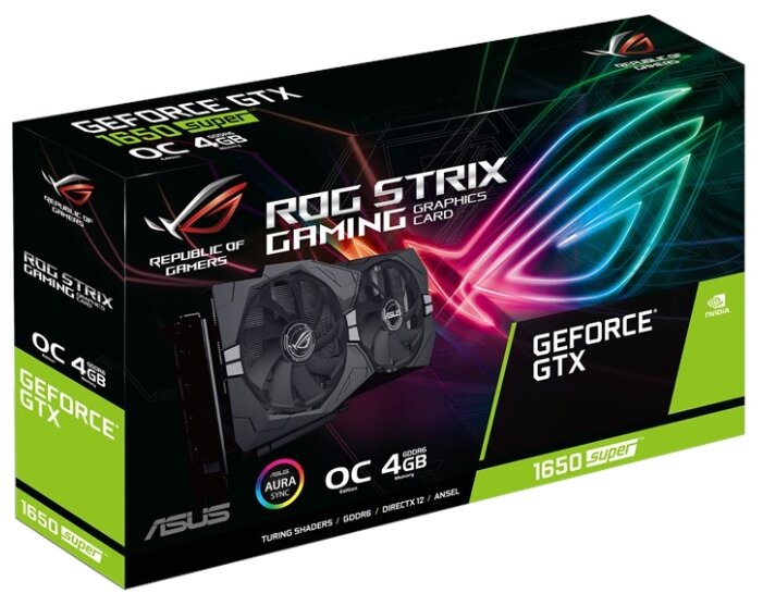 Видеокарта ASUS ROG GeForce GTX 1650 SUPER 1530MHz PCI-E 3.0 4096MB 12002MHz 128 bit 2xHDMI 2xDisplayPort HDCP Strix Gaming OC