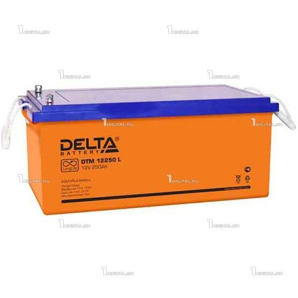 Аккумулятор DELTA DTM-12250L (12В, 250Ач / 12V, 250Ah / вывод под болт M8) (UPS серия)