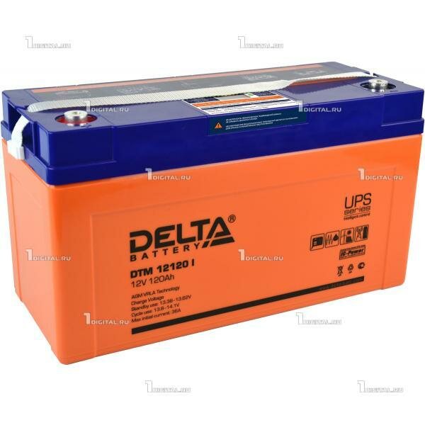 Аккумулятор DELTA DTM-12120 I (12В, 120Ач / 12V, 120Ah / вывод под болт M8) LCD дисплей (UPS серия)