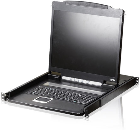 Консоль KVM Aten CL1000N-ATA-RG 19quot;, SVGA+KBD+MOUSE PS/2, с KVM-шнуром USB 1.8м., LCD экран 19quot;, лат./рус. клавиатура