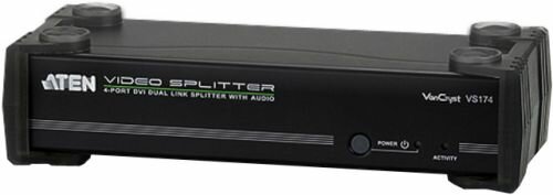 Разветвитель Aten VS174-AT-G Video Splitter, DVI Dual Link+Audio, 1 4 монитора/port, 5 метр., F, без шнуров, БП 220 5.3V, (2560x1600 60Hz)