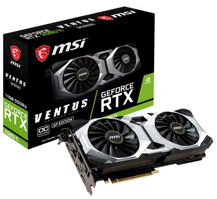 Видеокарта MSI GeForce RTX 2080 Ti 1635MHz PCI-E 3.0 11264MB 14000MHz 352 bit 3xDisplayPort HDMI HDCP VENTUS GP OC