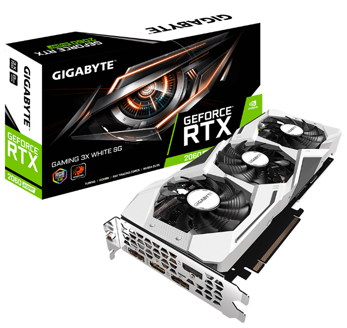 Видеокарта GIGABYTE GeForce RTX 2060 SUPER 1650MHz PCI-E 3.0 8192MB 14000MHz 256 bit 3xDisplayPort HDMI HDCP GAMING 3X WHITE