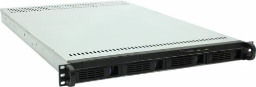 Корпус серверный 1U Procase ES104-SATA3-B-0 (4 SATA3 hotswap HDD), черный, без блока питания, глубина 650мм, MB 12quot;x13quot;