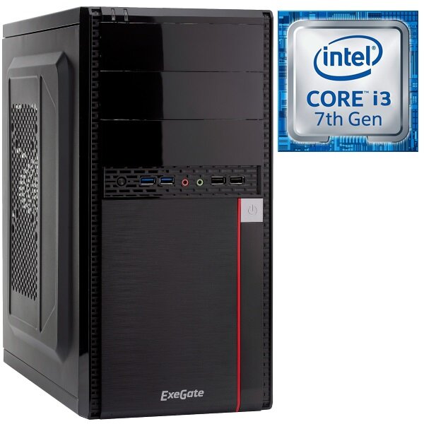 Для офиса TehPortal Офисный компьютер Intel® Core™ i3-7100 4 Гб DDR4 1000 Гб HDD Intel® HD Graphics DVD-RW ОС не установлена