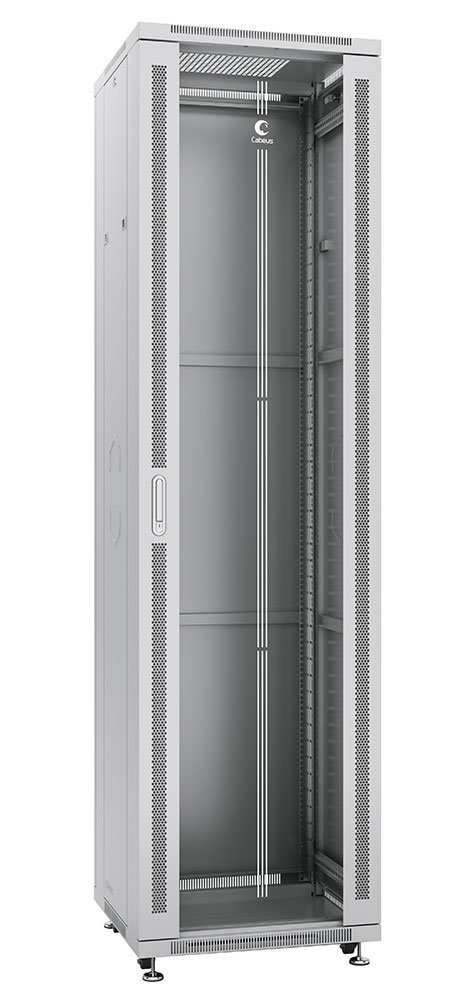 Cabeus SH-05C-47U60/60 Шкаф монтажный телекоммуникационный 19quot; напольный для распределительного и серверного оборудования 47U 600x600x2277mm (ШхГхВ) передняя стеклянная и задняя сплошная металлическая двери, ручка с замком, цвет серый (RAL 7035)