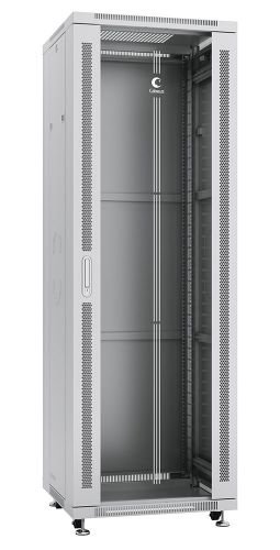 Шкаф напольный 19, 37U Cabeus SH-05C-37U60/80 600x800x1833mm (ШхГхВ) передняя стеклянная и задняя сплошная металлическая двери, ручка с замком, цвет с