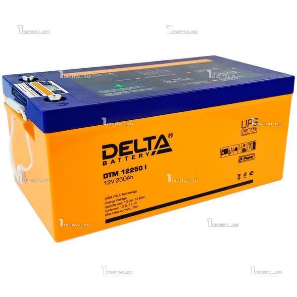 Аккумулятор DELTA DTM-12250 I (12В, 250Ач / 12V, 250Ah / вывод под болт M8) LCD дисплей (UPS серия)