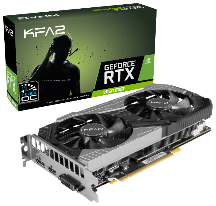 Видеокарта KFA2 GeForce RTX 2060 Super 1665MHz PCI-E 3.0 8192MB 14000MHz 256 bit DVI HDMI DisplayPort HDCP 1-Click OC