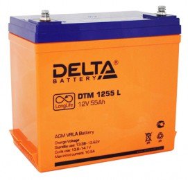 Аккумулятор для ИБП Delta DTM 1255 L 550А универсальная полярность 55 Ач (239x132x205)