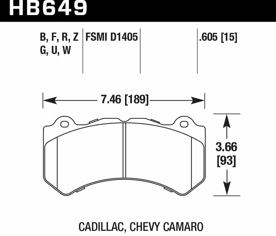 Колодки тормозные HB649B.605 HAWK Street 5.0 Jeep SRT8 2012-2014, AUDI 4F RS6 (BREMBO), RANGE ROVER