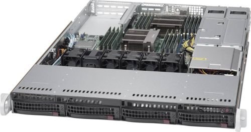 Серверная платформа 1U Supermicro SYS-6018R-WTRT (2x2011v3, C612, 16xDDR4, 4x3.5quot; HS,2x PCI-E 3.0 x16 (FHHL) - AOC support, 2x10GE, 2x750W,Rail)