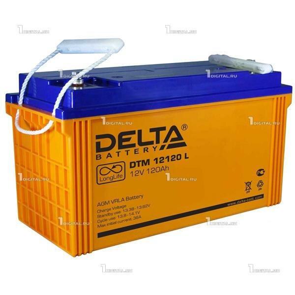 Аккумулятор DELTA DTM-12120L (12В, 120Ач / 12V, 120Ah / вывод под болт M8) (UPS серия)