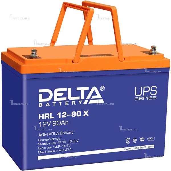 Аккумулятор DELTA HRL 12-90 X (12В, 90Ач / 12V, 90Ah / вывод под болт М6) (UPS серия)