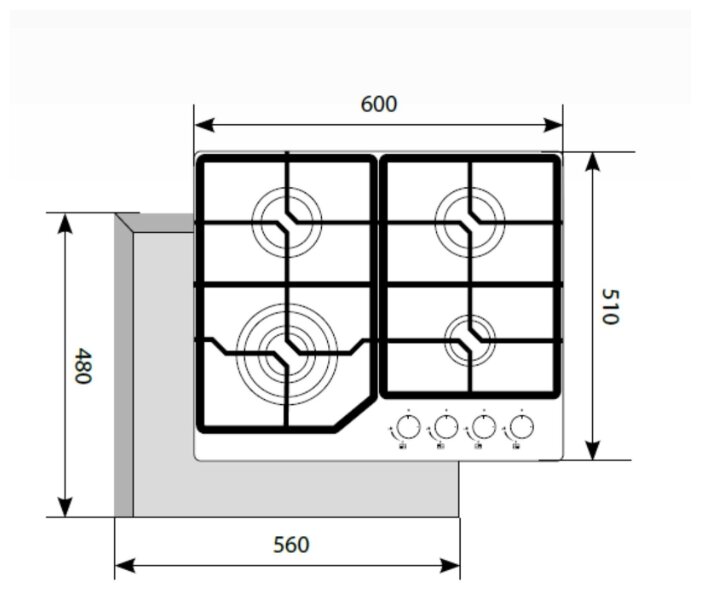 Газовая варочная панель LEX GVG 6040-1 IV LIGHT