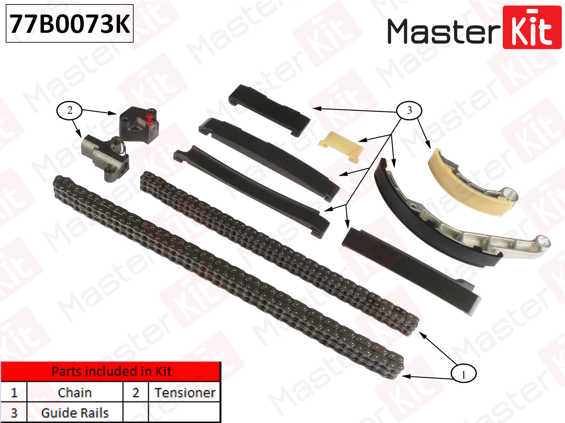 Ремкомплект цепи грм nissan yd25ddti pick up v 2.5 d yd25ddti 00-05 Masterkit 77B0073K