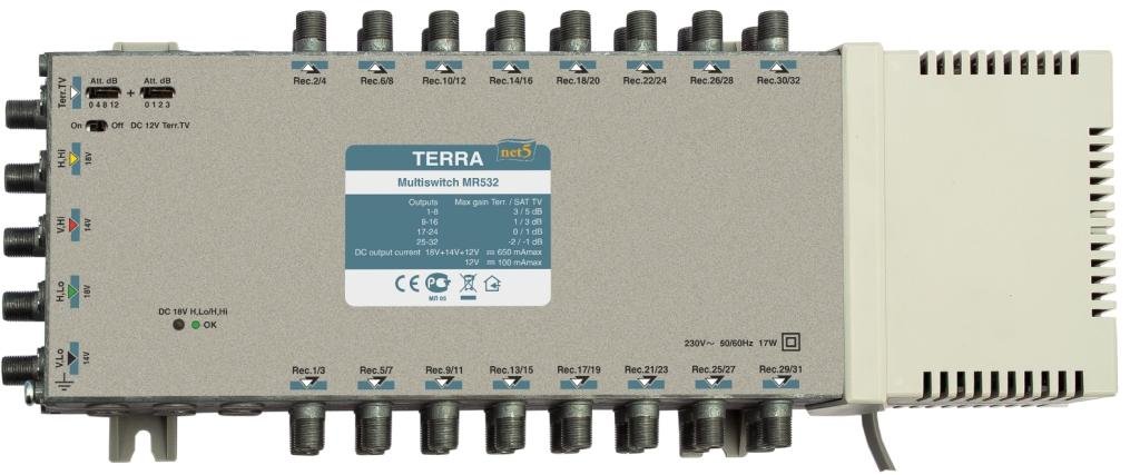 TERRA Мультисвитч 5х32 оконечный, активный, ослабление