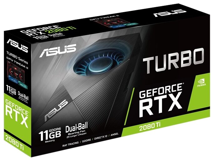 Видеокарта ASUS Turbo GeForce RTX 2080 Ti 1350MHz PCI-E 3.0 11264MB 14000MHz 352 bit HDMI 2xDisplayPort HDCP