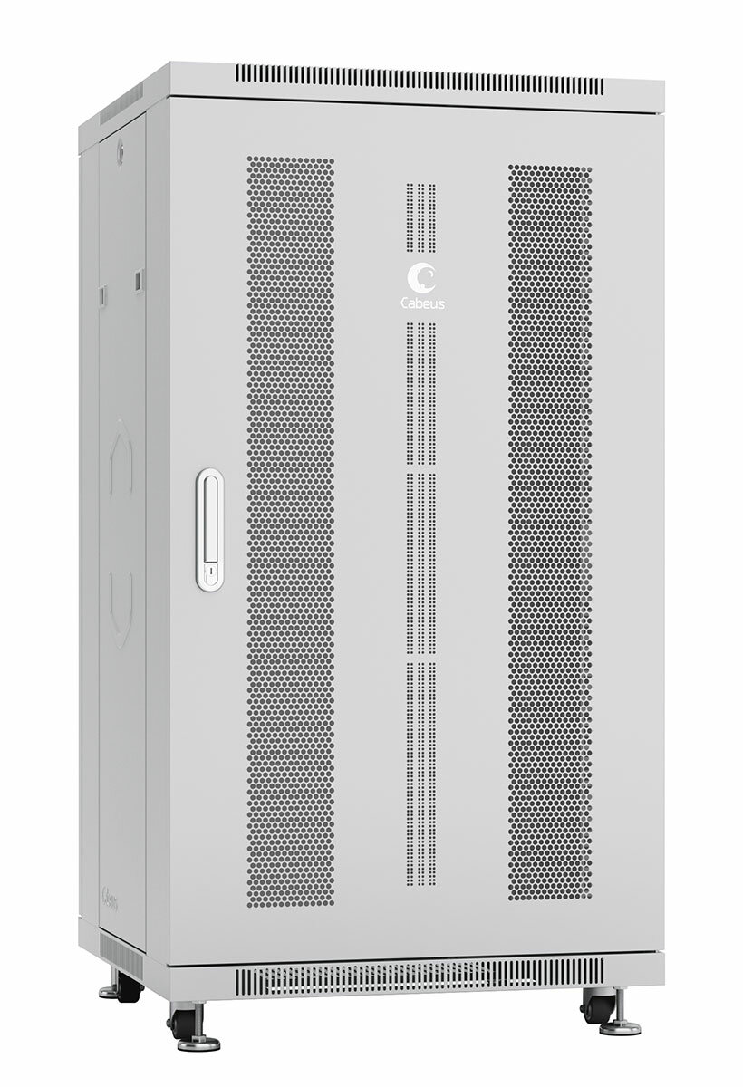 Cabeus ND-05C-22U60/80 Шкаф телекоммуникационный 19quot; напольный 22U 600x800x1166mm (ШхГхВ), передняя дверь с перфорацией 35%, задняя дверь с перфорацией 65%, ручка с замком, цвет серый (RAL 7035), поставляется в разобранном виде