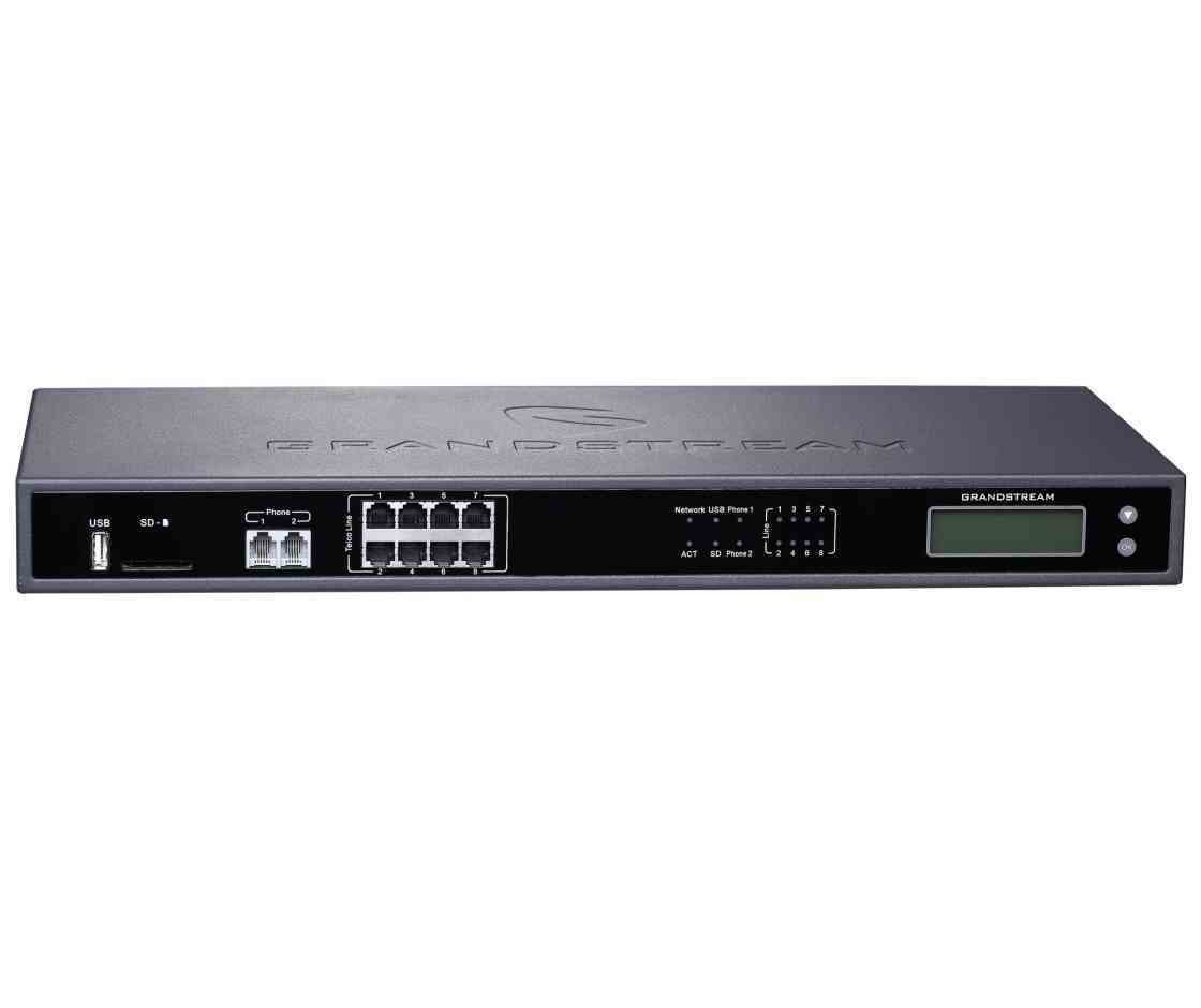 Grandstream Networks Grandstream UCM6208 - IP ATC. До 800 абонентов / 100 одновременных вызовов, до 6 конф., до 32 участников в конф., 2хFXS, 8xFXO, 1xWAN, 1xLAN