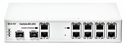 Мультиплексор/демультиплексор ELTEX ToPGATE-8E1-2FG 8 Е1+1 Gb Ethernet, 2 шасси под SFP, 1U
