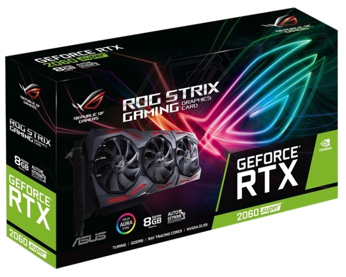 Видеокарта ASUS ROG GeForce RTX 2060 SUPER 1650MHz PCI-E 3.0 8192MB 14000MHz 256 bit 2xDisplayPort 2xHDMI HDCP STRIX GAMING EVO