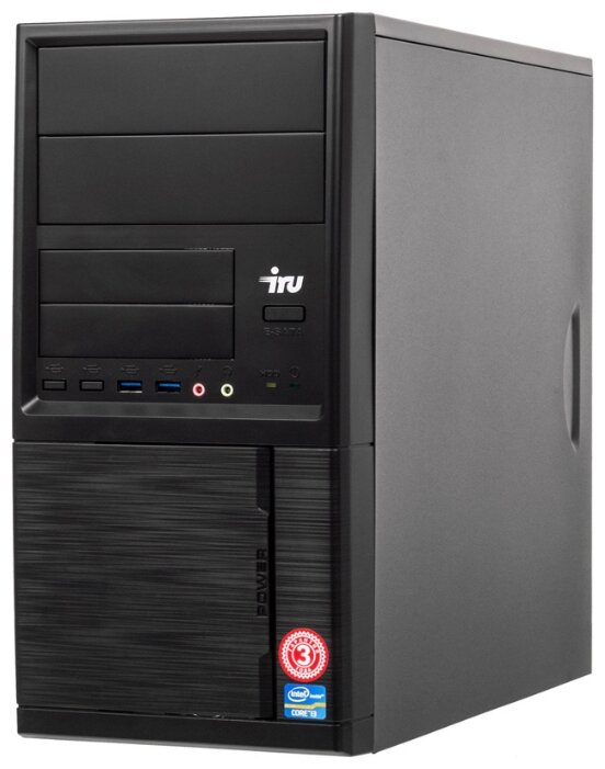 Настольный компьютер iRu Office 313 MT (1175737) Mini-Tower/Intel Core i3-8100/8 ГБ/1 ТБ HDD/Intel UHD Graphics 630/Windows 10 Pro