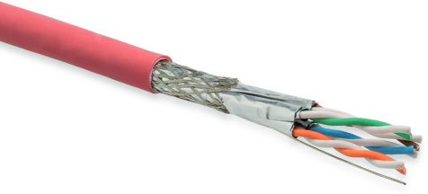 Кабель витая пара SFTP 7 кат. 4 пары Hyperline SFTP4-C7-S23-IN-LSZH-RD-500 (500 м)(23 AWG), solid, LSZH, нг(С)-HF