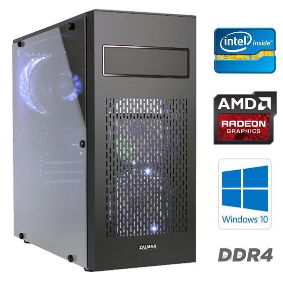 Настольный компьютер BonusPK 723960 (Процессор: Intel Core i3-10100 3.6 ГГц, Чипсет: Intel H410M, Оперативная память: 4 Гб DDR4, Жесткий диск: 1000 Гб + 480 Гб SSD, Видеокарта: Radeon RX 5600 XT 6144 Мб, WI-FI: Есть, DVD-RW, 500 Вт, Zalman N2 Black, Windo