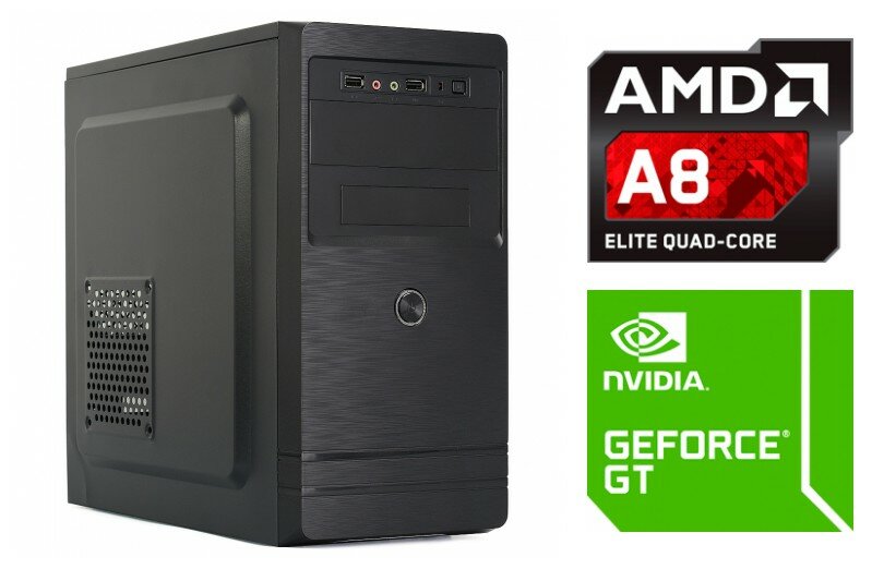 Компьютер для игр TopComp MG 5835381 (AMD A8 X4 9600 3.1 ГГц, DDR4 4 Гб 2133 МГц, HDD 1000 Гб 7200rpm, GeForce GT 710 2048 Мб, DVD±RW, Без ОС)