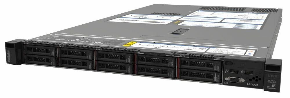 Сервер Lenovo TCH ThinkSystem SR630 Rack 1U,1xXeon 4210 10C (2.2GHz/13.75MB/85W),1x32GB/2Rx4/2666MHz/1.2V RDIMM,noHDD 2.5quot; (upto8/10),SR930-8i (2GBFlash),noDVD,3xfreePCI, noGBE,1x750Wps (upto2),XCCEnterprise (7X02A088EA)