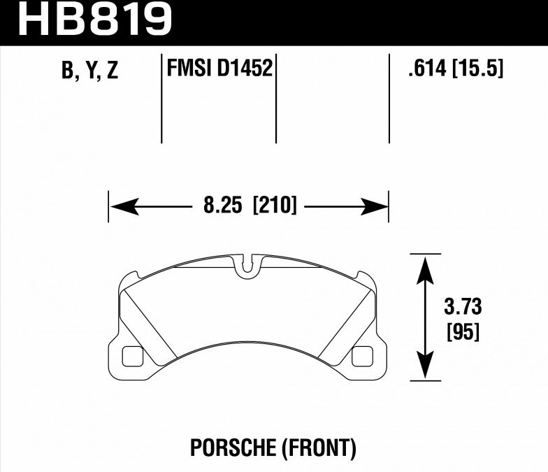 Колодки тормозные HB819Y.614 HAWK LTS Porsche Cayenne 2010- ; MACAN 3.0S; 350x34mm