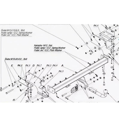 Фаркоп IMIOLA Y.013 Mitsubishi Pajero 5 дверей 2000-2007, Mitsubishi Montero 5 дверей 2000-2007