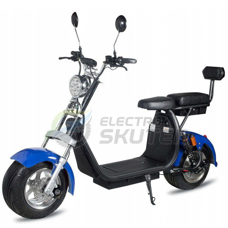 Электроскутер Citycoco Harley X10 Pro 2000W (+ доп. место под АКБ) (Синий)